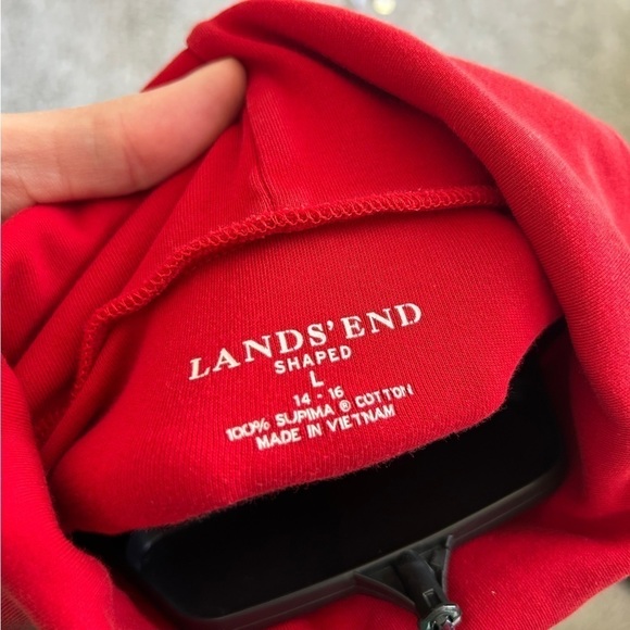 Lands’ End Shaped Red Turtleneck Shirt Supima Cotton Casual Comfy Large - Picture 2 of 5